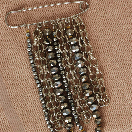 Prendedor Cadenas Plateado