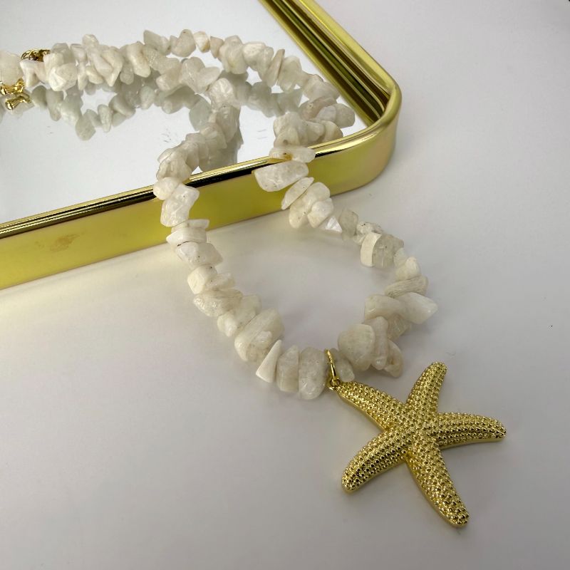 Collar Cuarzo y Estrella de Mar
