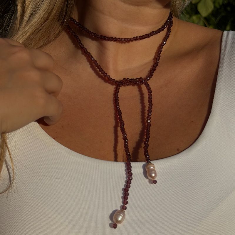 Collar Largo Cristal Morado