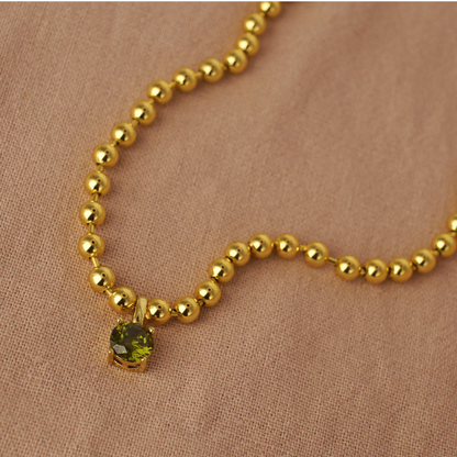 Collar Pelotitas Colgante Verde - Bañado en Oro