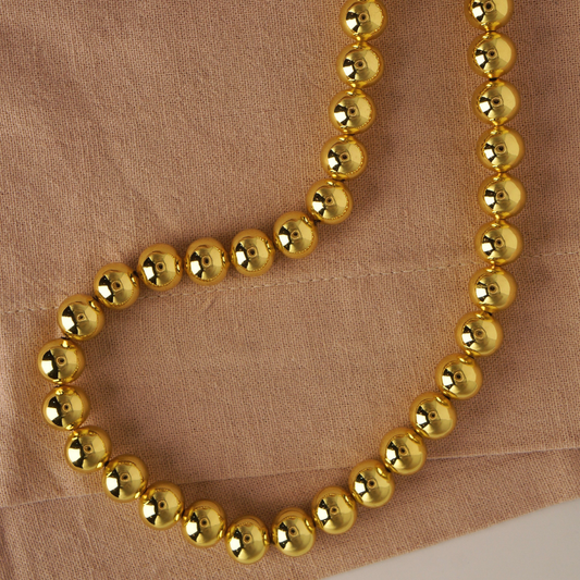 Collar Perlas Doradas - Bañado En Oro