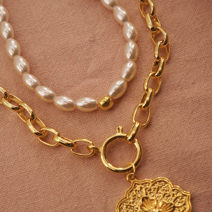 Collar Perlas Simple - Bañado en Oro