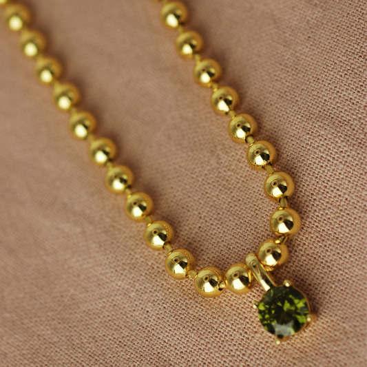Collar Pelotitas Colgante Verde - Bañado en Oro