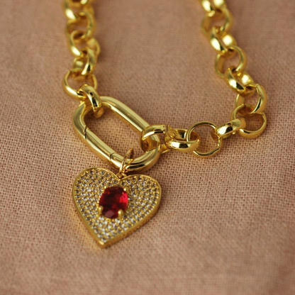 Collar Cadena y Corazón - Bañado en Oro