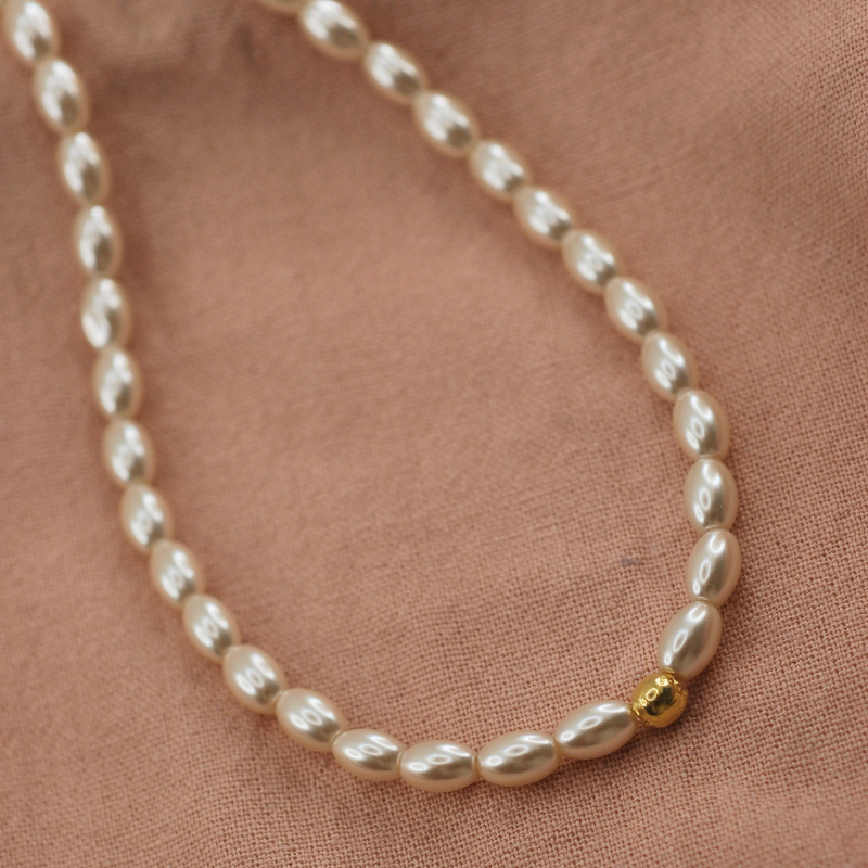 Collar Perlas Simple - Bañado en Oro
