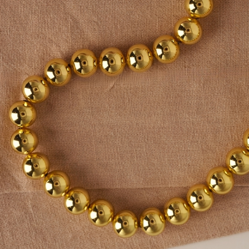 Collar Perlas Doradas - Bañado En Oro