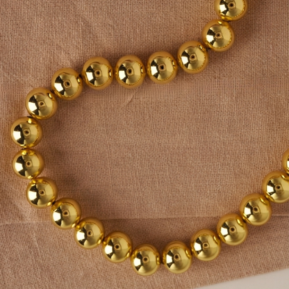 Collar Perlas Doradas - Bañado En Oro