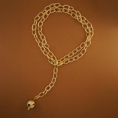 Collar Largo Esfera Dorada