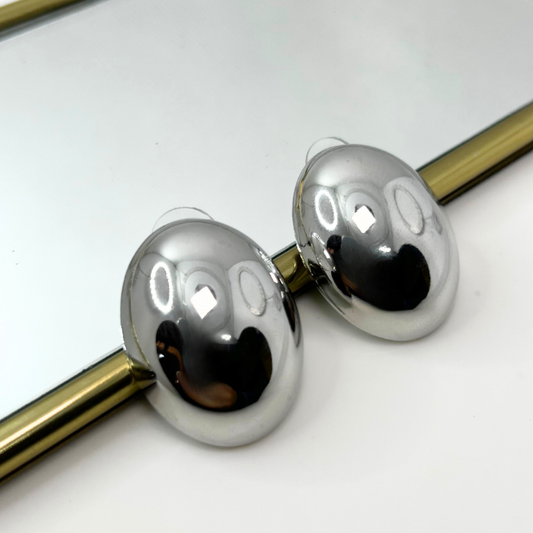 Aros Ovalados Plateados XL