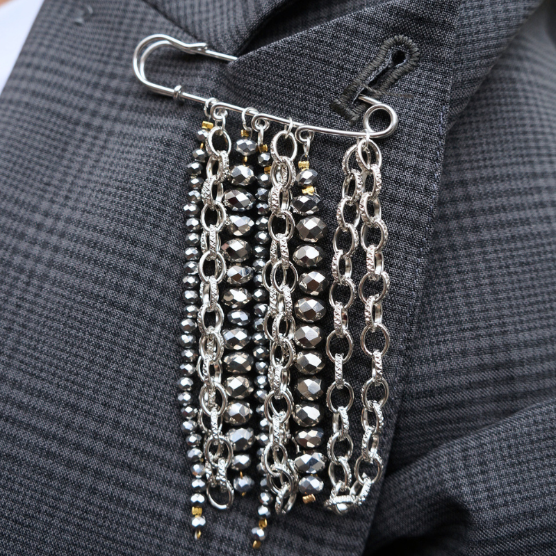 Prendedor Cadenas Plateado