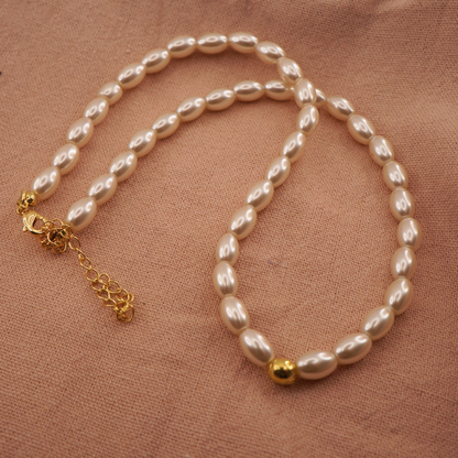 Collar Perlas Simple - Bañado en Oro