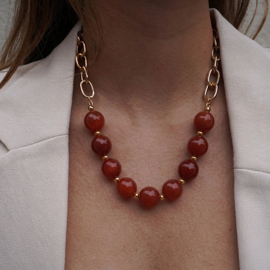 Collar Mitad Cadena y Piedra