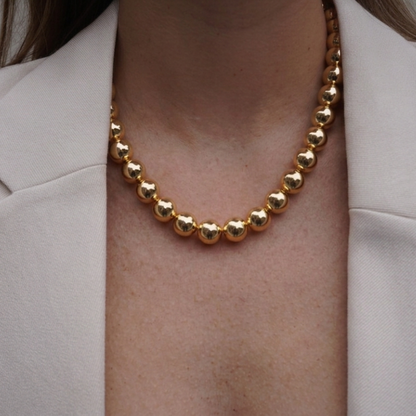 Collar Perlas Doradas - Bañado En Oro