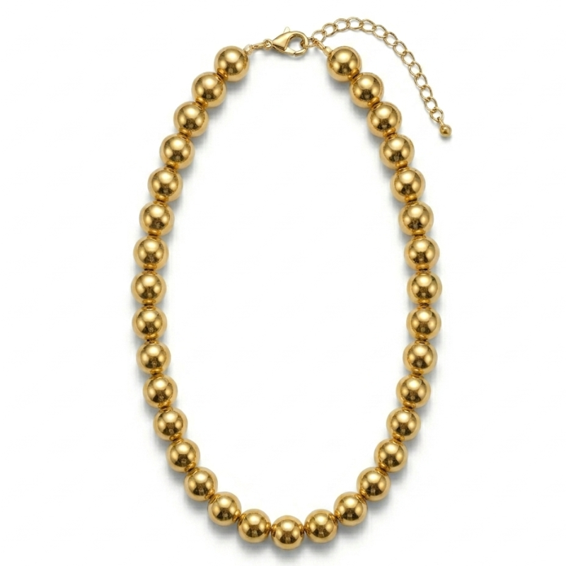 Collar Perlas Doradas - Bañado En Oro