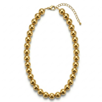 Collar Perlas Doradas - Bañado En Oro