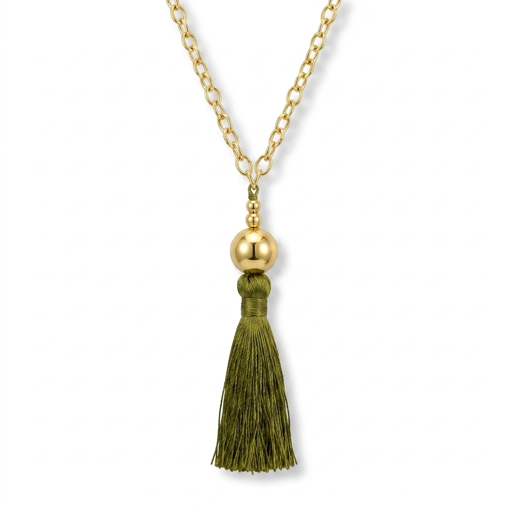 Collar Cadena y Borla - Bañado en Oro