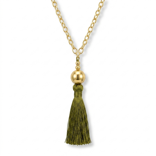Collar Cadena y Borla - Bañado en Oro