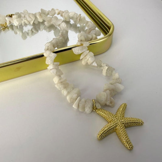 Collar Cuarzo y Estrella de Mar