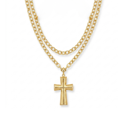 Collar Cadenas y Cruz XL