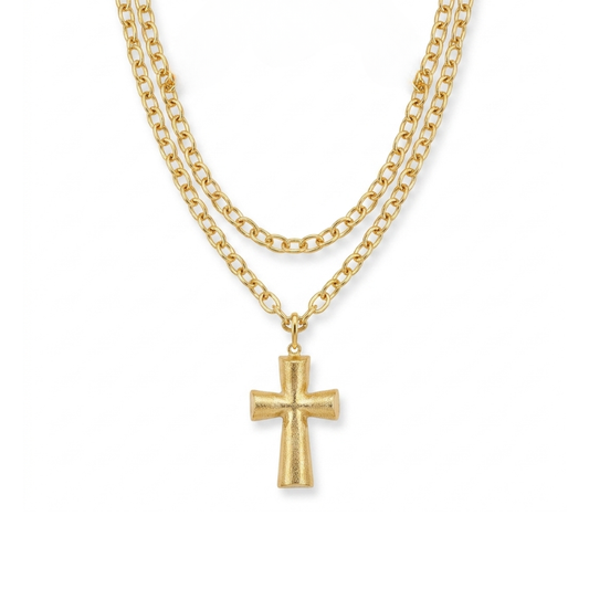 Collar Cadenas y Cruz XL