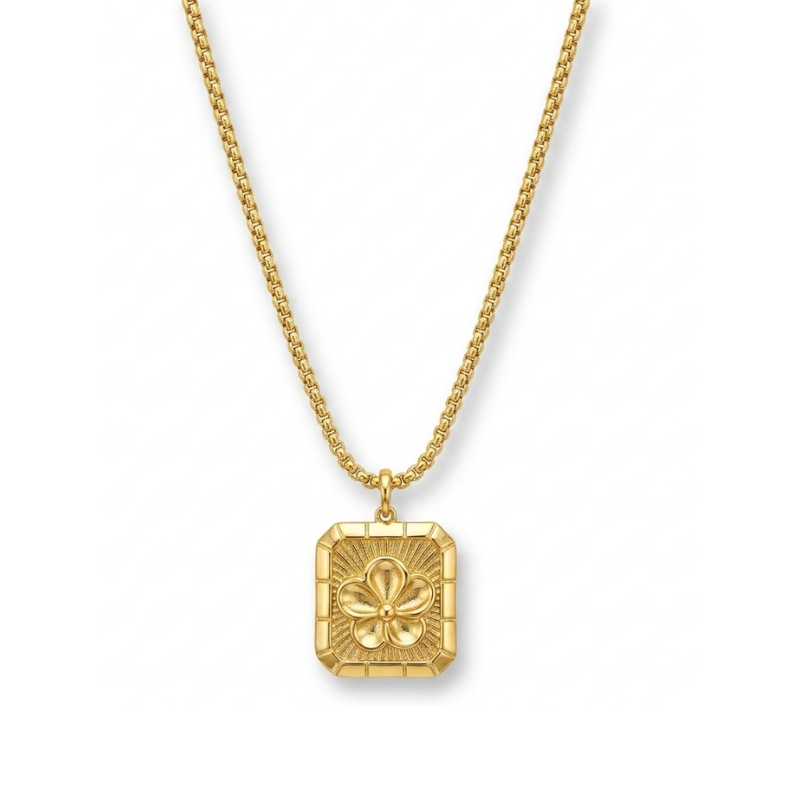 Collar Colgante Medalla Flor