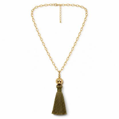 Collar Cadena y Borla - Bañado en Oro