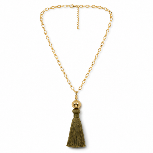 Collar Cadena y Borla - Bañado en Oro