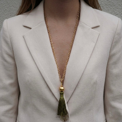 Collar Cadena y Borla - Bañado en Oro