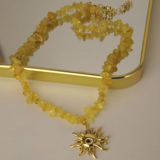 Collar Citrino Amarillo y Sol