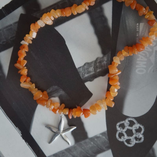 Collar Calcedonia Naranja y Estrella