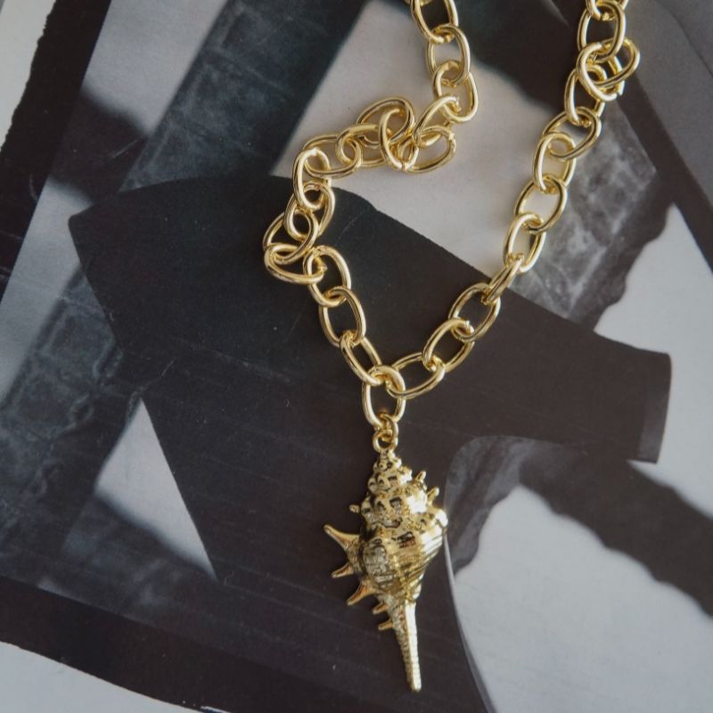 Collar Cadena y Concha Alargada