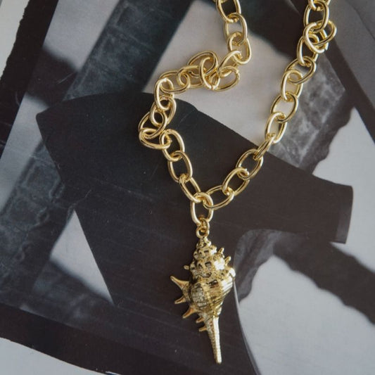 Collar Cadena y Concha Alargada