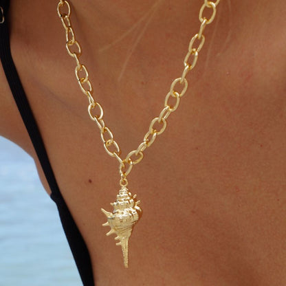 Collar Cadena y Concha Alargada