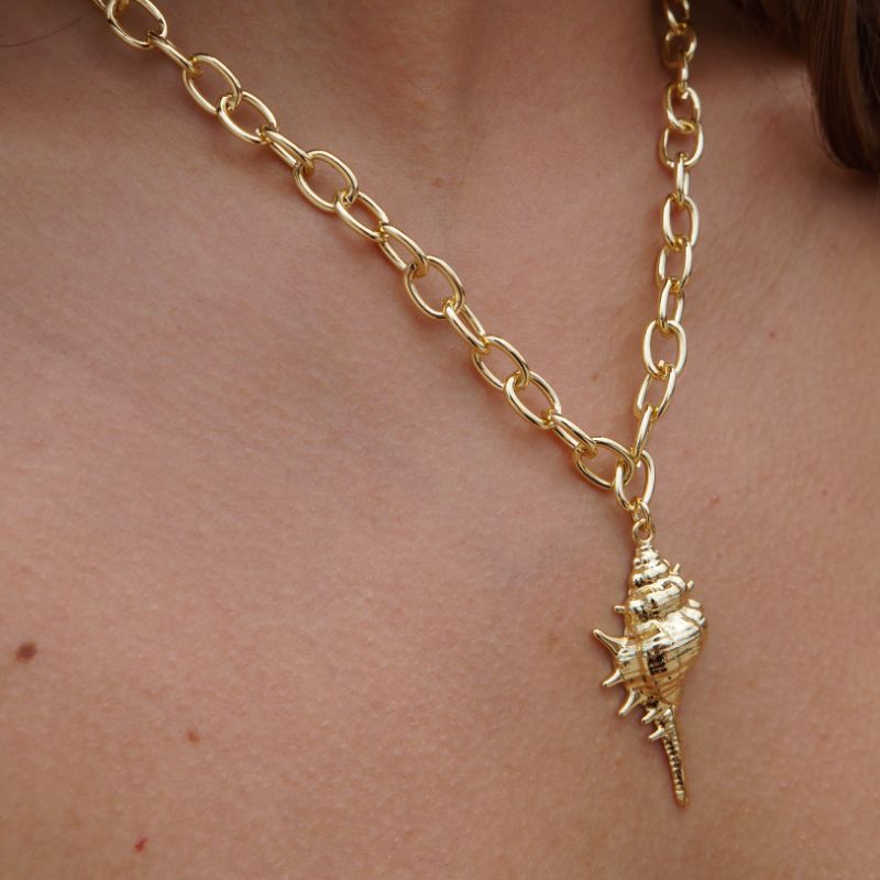 Collar Cadena y Concha Alargada