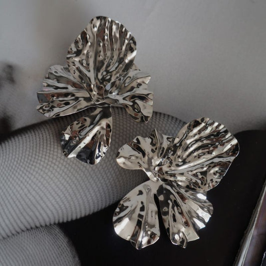 Aros Fiesta Flor XL Plateado