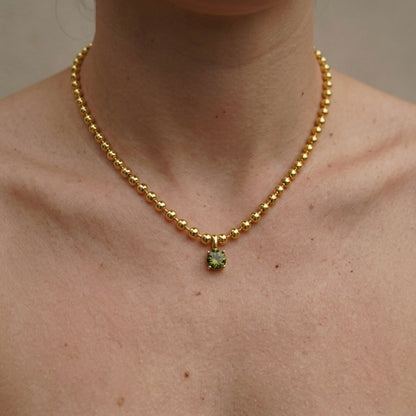 Collar Pelotitas Colgante Verde - Bañado en Oro