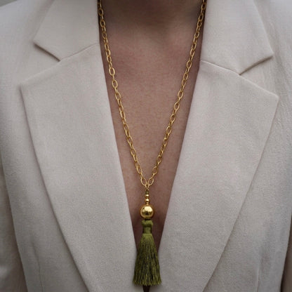 Collar Cadena y Borla - Bañado en Oro