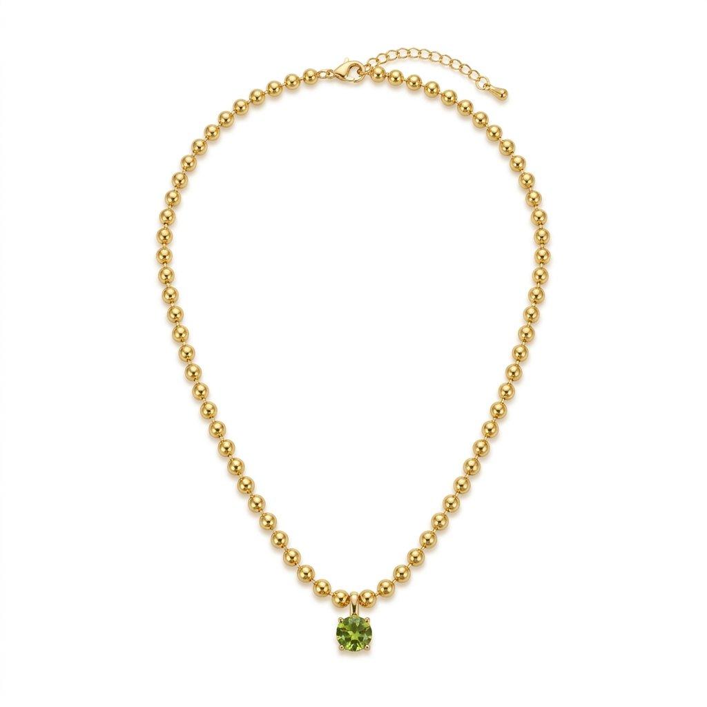 Collar Pelotitas Colgante Verde - Bañado en Oro