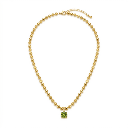 Collar Pelotitas Colgante Verde - Bañado en Oro
