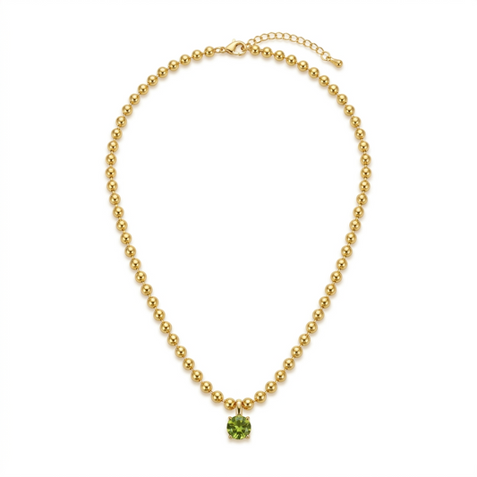 Collar Pelotitas Colgante Verde - Bañado en Oro