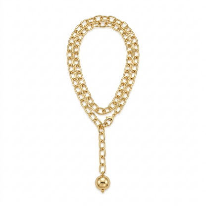 Collar Largo Esfera Dorada