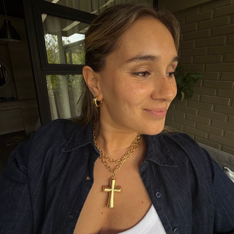 Collar Cadenas y Cruz XL