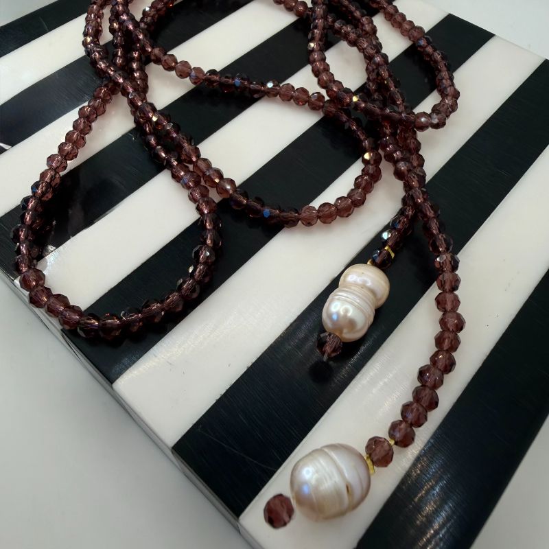 Collar Largo Cristal Morado