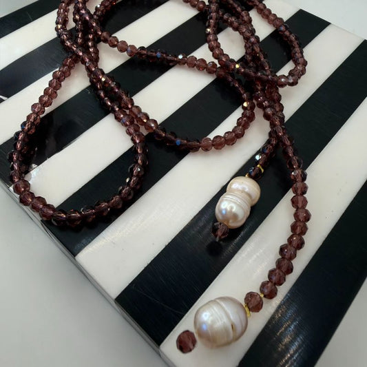 Collar Largo Cristal Morado