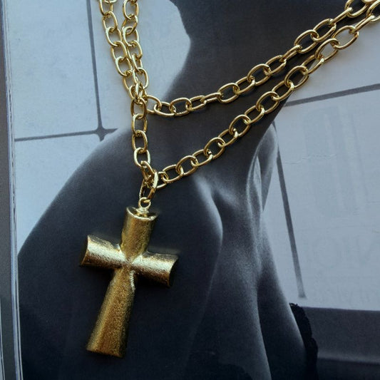 Collar Cadenas y Cruz XL