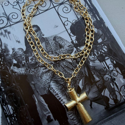 Collar Cadenas y Cruz XL